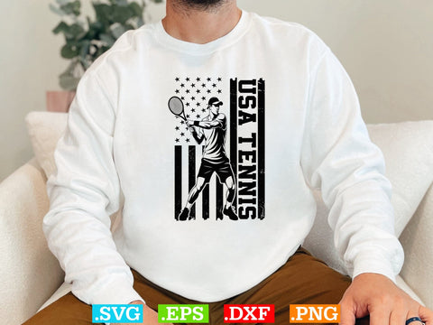 USA Flag Tennis T-shirt Design , Tennis Lover SVG, Sports SVG, Tennis Family Svg SVG Creativeart88 