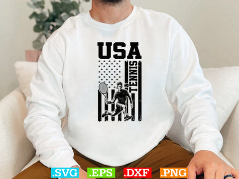 USA Flag Tennis T-shirt Design , Tennis Lover SVG, Sports SVG, Tennis Family Svg SVG Creativeart88 