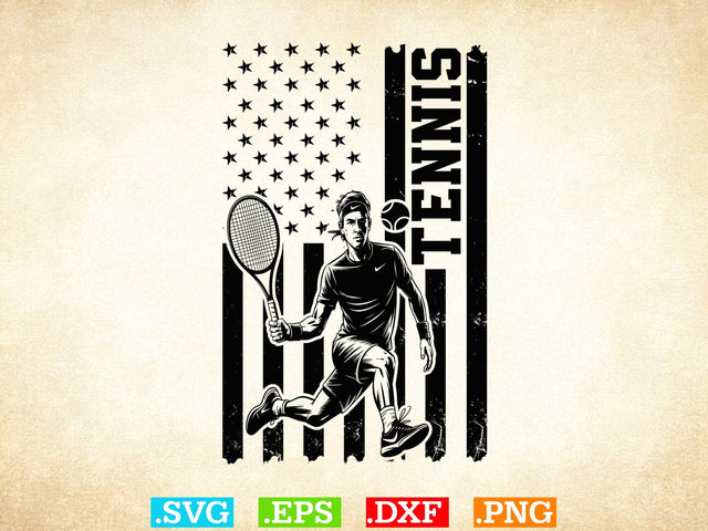 USA Flag Tennis T-shirt Design , Tennis Lover SVG, Sports SVG, Tennis Family Svg SVG Creativeart88 