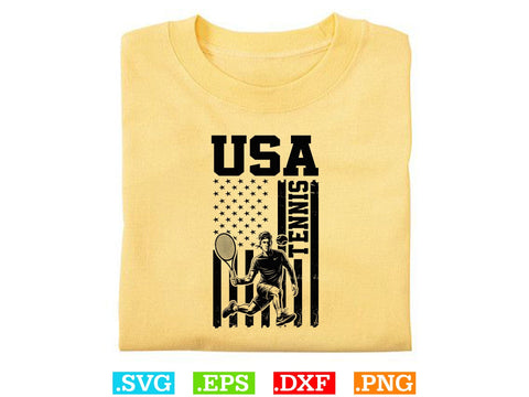 USA Flag Tennis T-shirt Design , Tennis Lover SVG, Sports SVG, Tennis Family Svg SVG Creativeart88 