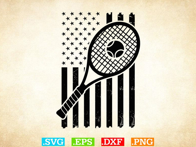 USA Flag Tennis T-shirt Design , Tennis Lover SVG, Sports SVG, Tennis Family Svg SVG Creativeart88 