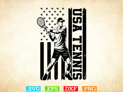USA Flag Tennis T-shirt Design , Tennis Lover SVG, Sports SVG, Tennis Family Svg SVG Creativeart88 
