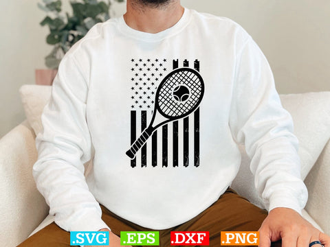 USA Flag Tennis T-shirt Design , Tennis Lover SVG, Sports SVG, Tennis Family Svg SVG Creativeart88 