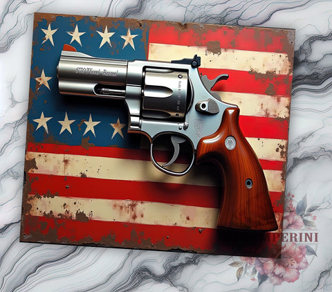 USA Flag Tumbler, 4th of July Design, Patriotic Tumbler, Gun Theme Tumbler, 20oz Tumbler, Sublimation PNG, Independence Day Drinkware, American Flag Gun Design Sublimation Li Zamperini 