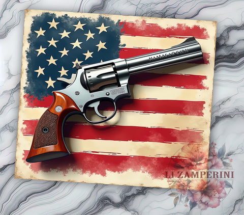 USA Flag Tumbler, 4th of July Design, Patriotic Tumbler, Gun Theme Tumbler, 20oz Tumbler, Sublimation PNG, Independence Day Drinkware, American Flag Gun Design Sublimation Li Zamperini 