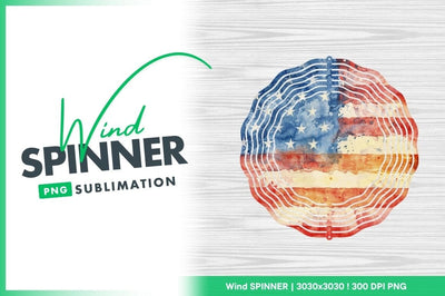 Usa flag watercolor wind spinner round design Sublimation Regulrcrative 