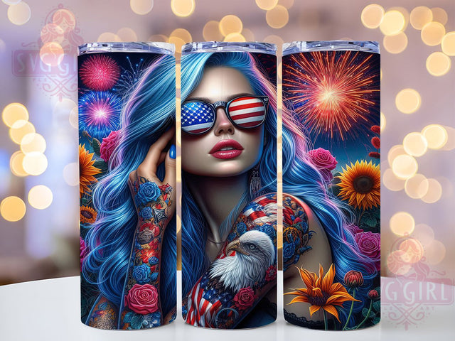 USA Girl Patriotic Pride Tumbler Wrap, Independence Day Design, Patriotic Fashion Cup, Fourth July Gift, USA Girl Art, Stars Stripes Wrap, American Pride Sublimation Sublimation SvggirlplusArt 