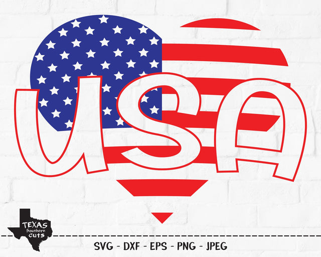 USA Heart | Patriotic SVG SVG Texas Southern Cuts 