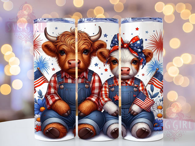USA Highland Cow Patriotic Tumbler, Patriotic Cow Sublimation, 4th Of July Tumbler Design, USA Highland Cow PNG, Red White Blue Tumbler, Funny Cow Tumbler Wrap, 20oz Patriotic Wrap Sublimation SvggirlplusArt 