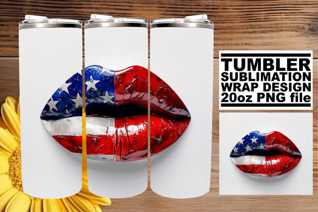 USA Kiss: 3D Lips Tumbler Design Sublimation afrosvg 