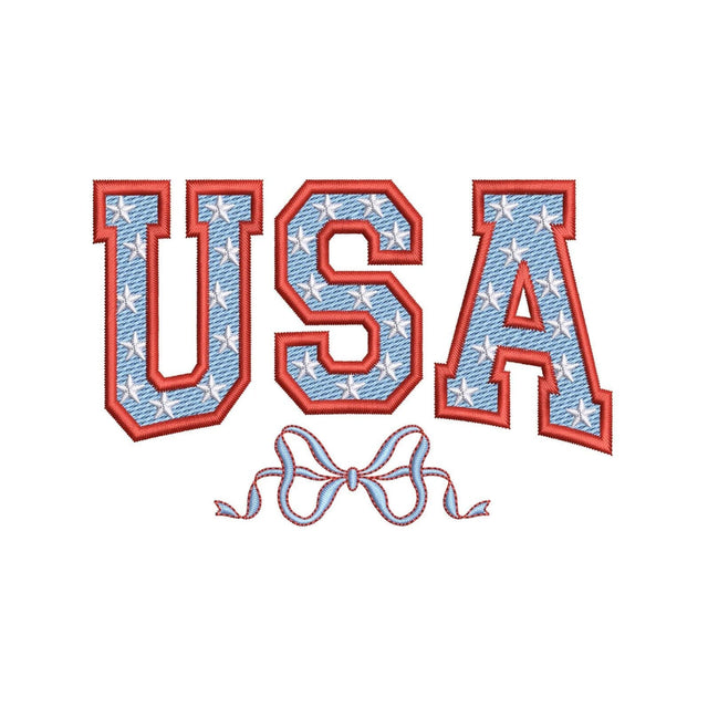 USA Letters Stars Bow Patriotic Machine Embroidery Design, 3 sizes, Instant Download Embroidery/Applique DESIGNS Nino Nadaraia 