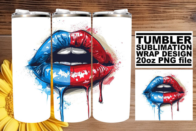 USA Lip Love: Patriotic Tumbler Design Sublimation afrosvg 