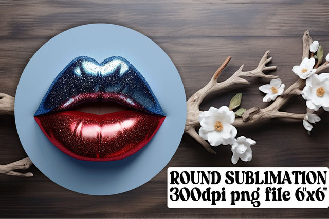 USA Lips Keychain & Car Coaster Sublimation afrosvg 