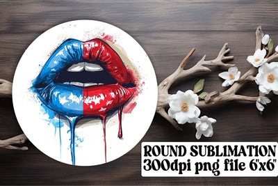 USA Lips Round & Keychain Assortment Sublimation afrosvg 