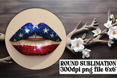 USA Lips Round & Keychain Trio Sublimation afrosvg 
