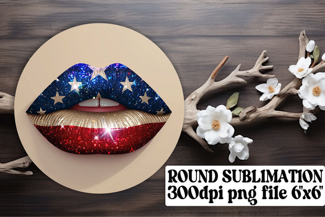 USA Lips Round & Keychain Trio Sublimation afrosvg 