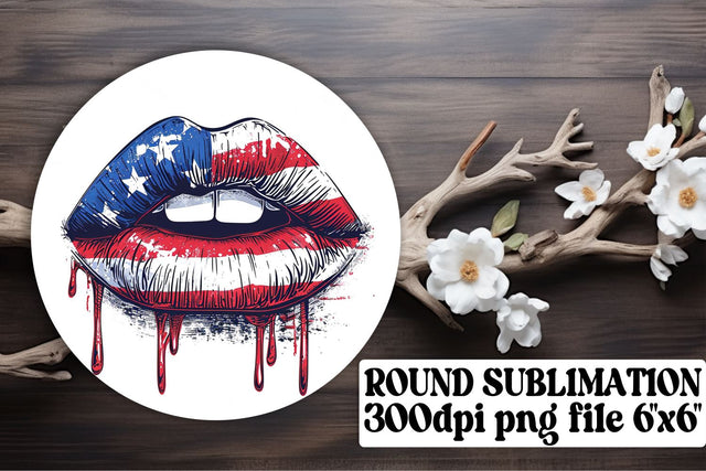 USA Lips Round & Keychain Trio Sublimation afrosvg 