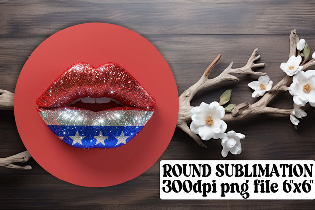 USA Lips Sublimation Duo & Car Coaster Sublimation afrosvg 