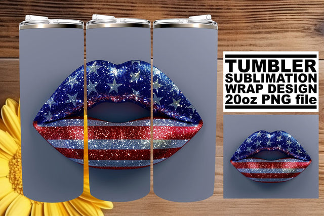 USA Love: 3D Lips 20oz Tumbler Design Sublimation afrosvg 