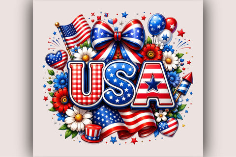 USA Patriotic 4th of July Sublimation PNG Sublimation SVGArt 