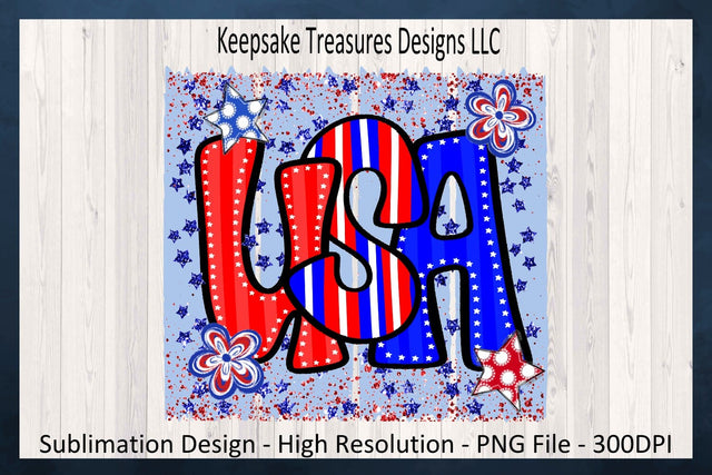 USA Patriotic Brush Stroke, July 4th Sublimation T-Shirt Png Design, Digital Download Sublimation Keepsake Treasures Designs LLC. 