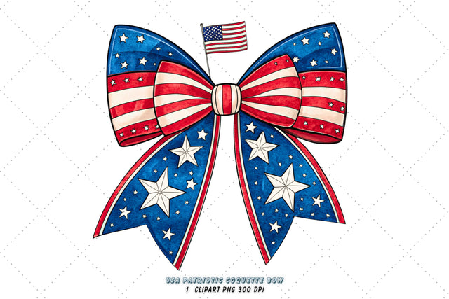 USA Patriotic Coquette Bow Clipart, USA patriotic bow, coquette bow clipart, flag theme bow, patriotic design art, digital bow design, stars and stripes, freedom bow art, USA flag design, coquette bow art, patriotic sublimation design Sublimation FloridPrintables 