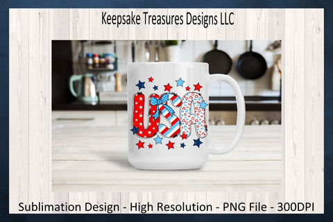 USA Patriotic Doodle Letters, July 4th, Sublimation Png Design, Independence Day Sublimation Keepsake Treasures Designs LLC. 