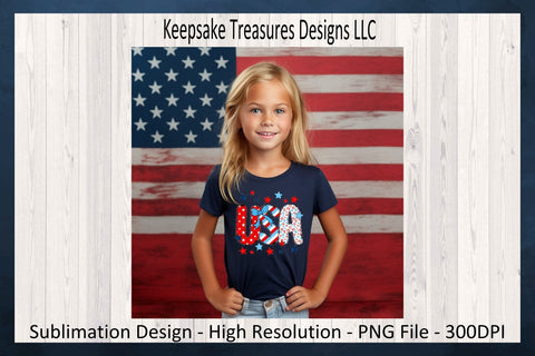 USA Patriotic Doodle Letters, July 4th, Sublimation Png Design, Independence Day Sublimation Keepsake Treasures Designs LLC. 