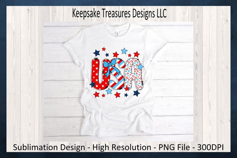 USA Patriotic Doodle Letters, July 4th, Sublimation Png Design, Independence Day Sublimation Keepsake Treasures Designs LLC. 