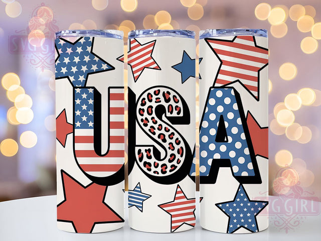 USA Patriotic Graphic 20oz Tumbler, USA Flag Wrap, Sublimation Gift, Patriotic Mug, 20oz Tumbler Design, USA Graphic, American Pride Theme Sublimation SvggirlplusArt 