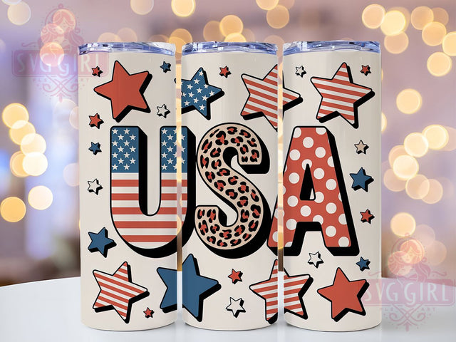 USA Patriotic Graphic 20oz Tumbler, USA Flag Wrap, Sublimation Gift, Patriotic Mug, 20oz Tumbler Design, USA Graphic, American Pride Theme Sublimation SvggirlplusArt 