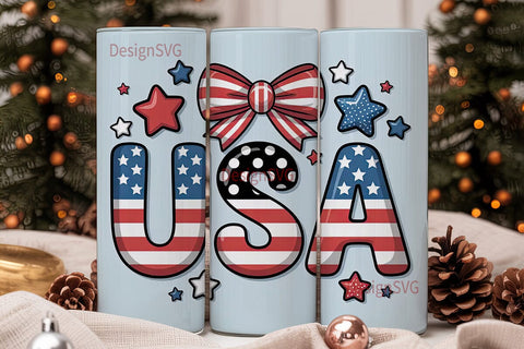 USA Patriotic Tumbler Wrap Sublimation DesignSVG 