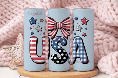 USA Patriotic Tumbler Wrap Sublimation DesignSVG 