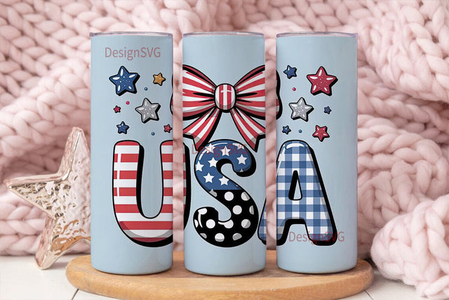 USA Patriotic Tumbler Wrap Sublimation DesignSVG 
