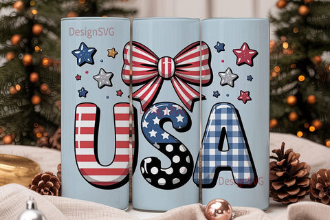 USA Patriotic Tumbler Wrap Sublimation DesignSVG 