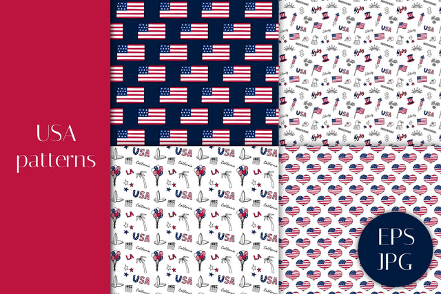 USA Patterns | United States Digital Paper | American Patriotic Backgrounds Vector and JPG Collection | Independence Day Patterns Digital Pattern AnnaViolet_store 