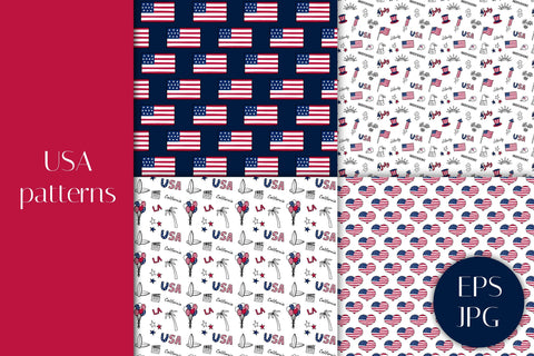 USA Patterns | United States Digital Paper | American Patriotic Backgrounds Vector and JPG Collection | Independence Day Patterns Digital Pattern AnnaViolet_store 
