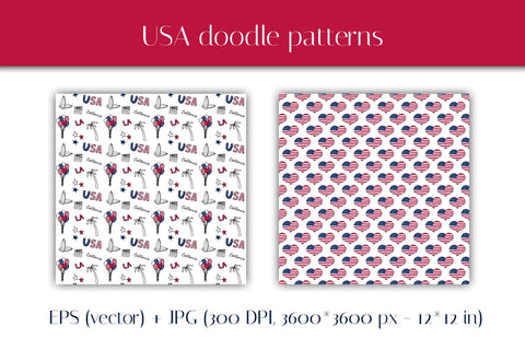 USA Patterns | United States Digital Paper | American Patriotic Backgrounds Vector and JPG Collection | Independence Day Patterns Digital Pattern AnnaViolet_store 