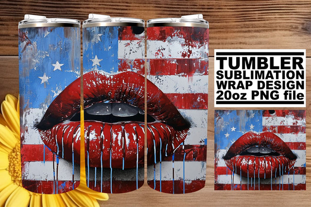 USA Pride: 3D Lips 20oz Tumbler Art Sublimation afrosvg 