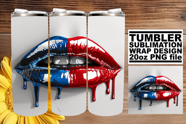 USA Pride: 3D Lips Tumbler Wrap, 20oz Sublimation afrosvg 