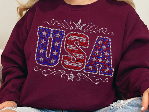 USA Rhinestone Png, Patriotic Scatter Bling PNG SVG DesignDestine 