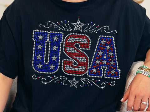 USA Rhinestone Png, Patriotic Scatter Bling PNG SVG DesignDestine 