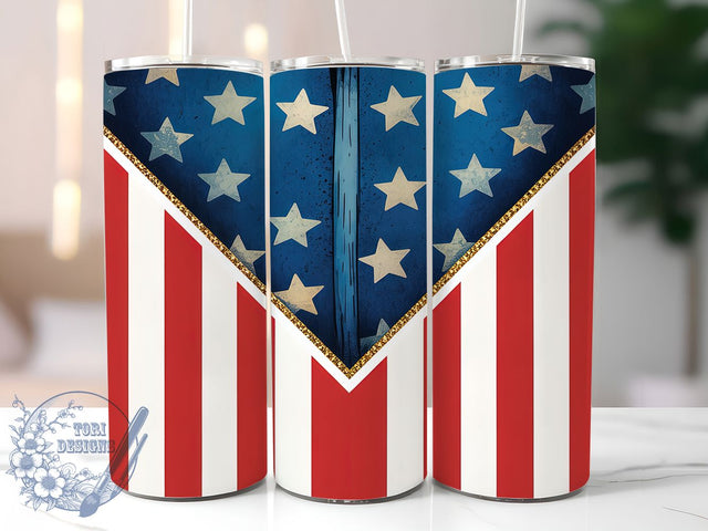 USA Stars and Stripes 4th Tumbler, American Tumbler Wrap, Stars and Stripes Tumbler, July 4th Tumbler Design, Independence Day Tumbler, 20oz Skinny Tumbler, Patriotic Tumbler Wrap Sublimation ToriDesigns 
