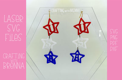 USA Stars Earrings Laser SVG File SVG Crafting With Brenna 