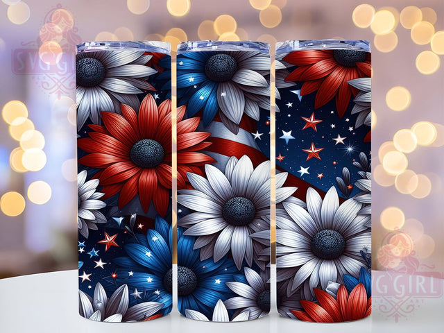 USA Sunflower Patriotic Tumbler, Patriotic Flower Cup, Fourth July Tumbler, USA Sunflower Design, Memorial Day Gift, Summer Patriotic Present, American Pride Cup Sublimation SvggirlplusArt 