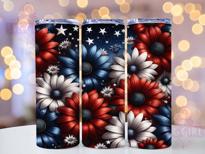 USA Sunflower Patriotic Tumbler, Patriotic Flower Cup, Fourth July Tumbler, USA Sunflower Design, Memorial Day Gift, Summer Patriotic Present, American Pride Cup Sublimation SvggirlplusArt 
