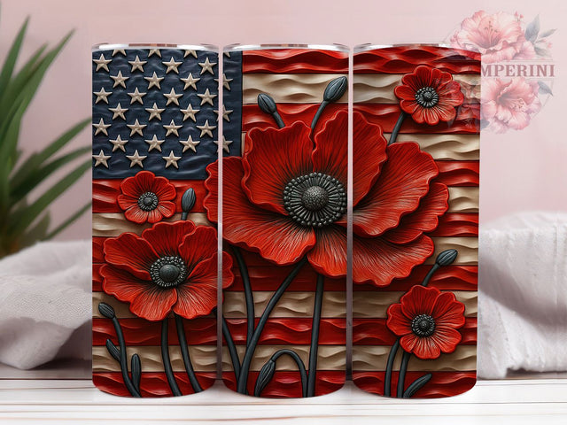 USA Tulip Patriotic Floral Tumbler, USA Tulip Design, American Garden Cup, Flag Floral Tumbler, Patriot Spring Gift, Memorial Day Flower, Fourth July Tulip Sublimation Li Zamperini 