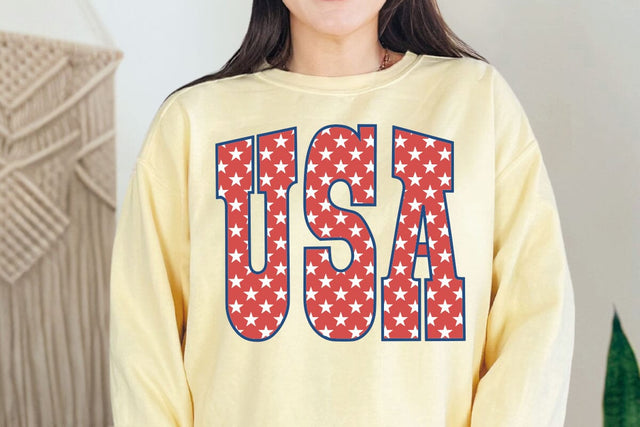 USA Varsity Design, Preppy Star USA, Trendy Patriotic Shirt, Retro Girly America, Fourth of July Sublimation File SVG DesignDestine 
