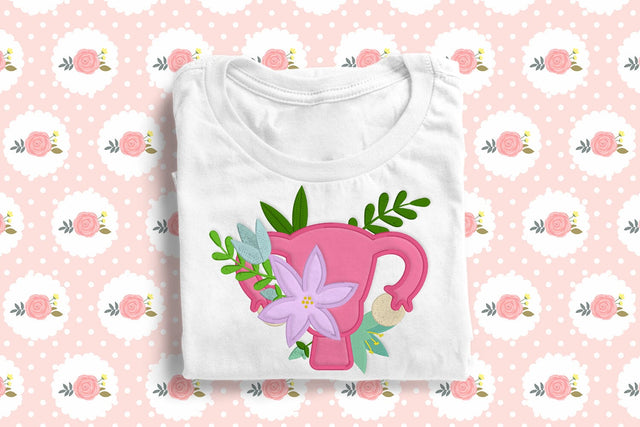 Uterus with Flowers Applique Embroidery Embroidery/Applique DESIGNS Risa Rocks It 