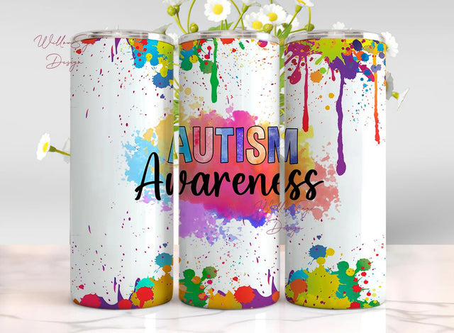 utism Tumbler, Embrace Neurodiversity, Heart Rainbow Puzzle, 20oz Skinny Tumbler Wrap Autism Awareness accept understand love Wrap PNG Sublimation WillowSageDesign 